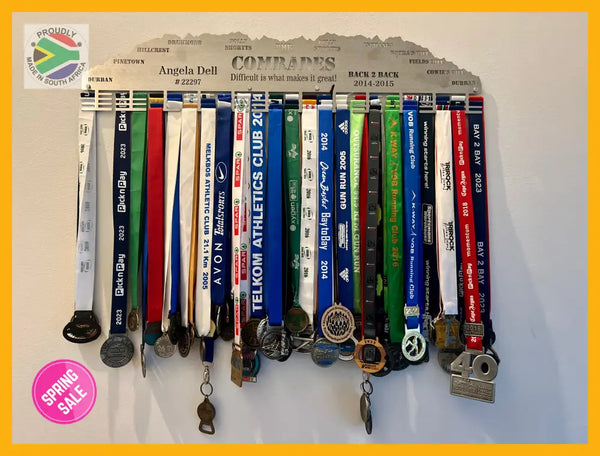 Comrades Back 2 Personalised Medal Hanger Stainless Steel Brush Finish Sports Medal Hangers