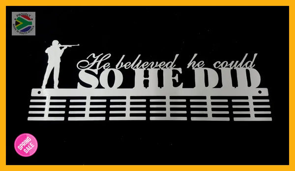 Shooting He Believed He Could 48 Tier Medal Hanger Stainless Steel Brush Finish Sports Medal Hangers