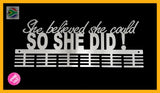 She Believed She Could Words Medal Hanger Stainless Steel Brush Finish / 48 Tier Sports Medal