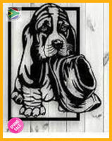 Cute Dog & Hat Wall Art Kennel Run Accessories