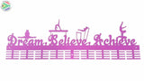 Dream Believe Achieve Gymnastics Wag 72 Tier Medal Hanger Purple Sports Medal Hangers