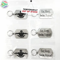 Eat Sleep Butterfly Swimming Silhouette Double Sided Laser Engraved Key Ring-Bag Tag Key Rings