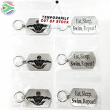 Eat Sleep Butterfly Swimming Silhouette Double Sided Laser Engraved Key Ring-Bag Tag Key Rings
