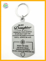 To My Daughter Single Sided Laser Engraved Key Ring-Bag Tag Rings