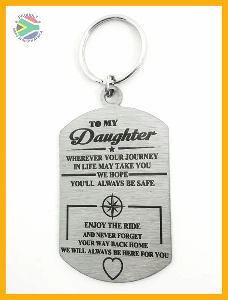 To My Daughter Single Sided Laser Engraved Key Ring-Bag Tag Rings