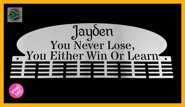 Personalised Plate 48 Tier Medal Hanger With Name And Up To 15 Word Saying Sports Medal Hangers