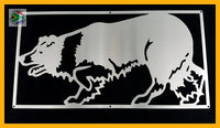 Border Collie Mounted Wall Art Stainless Steel Brush Finish