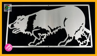 Border Collie Mounted Wall Art Stainless Steel Brush Finish