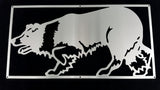 Border Collie Mounted Wall Art Stainless Steel Brush Finish