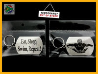 Eat Sleep Butterfly Swimming Silhouette Double Sided Laser Engraved Key Ring-Bag Tag Key Rings