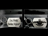 Eat Sleep Butterfly Swimming Silhouette Double Sided Laser Engraved Key Ring-Bag Tag Key Rings