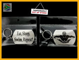 Eat Sleep Butterfly Swimming Silhouette Double Sided Laser Engraved Key Ring-Bag Tag Key Rings