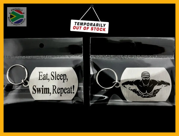 Eat Sleep Butterfly Swimming Silhouette Double Sided Laser Engraved Key Ring-Bag Tag Key Rings