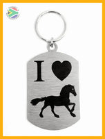 I Love Horses Single Sided Laser Engraved Key Ring-Bag Tag Key Rings