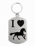 I Love Horses Single Sided Laser Engraved Key Ring-Bag Tag Key Rings
