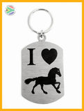 I Love Horses Single Sided Laser Engraved Key Ring-Bag Tag Key Rings