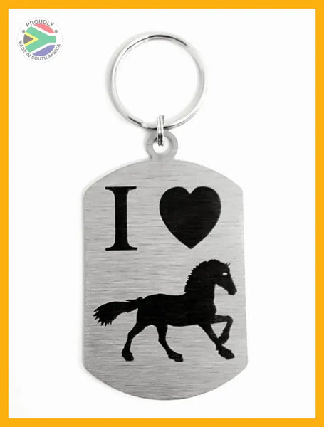 I Love Horses Single Sided Laser Engraved Key Ring-Bag Tag Key Rings