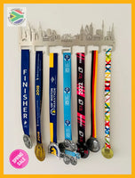 World Marathon Majors City Skyline Medal Hanger Stainless Steel Brush Finish Sports Medal Hangers