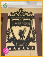Liverpool 6 Star Champions League Crest Mounted Wall Art Design