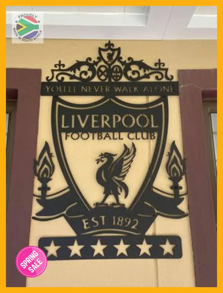 Liverpool 6 Star Champions League Crest Mounted Wall Art Design